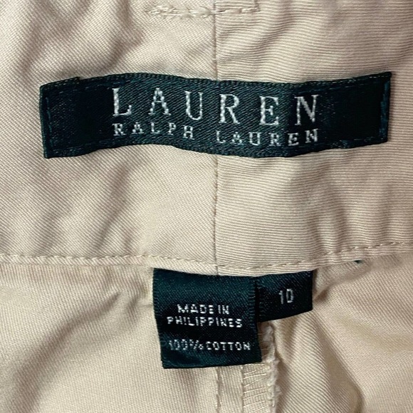 Lauren Ralph Lauren Utility Wide Leg Cropped Pants Beige Womens Sz 10 Cotton - Picture 4 of 4